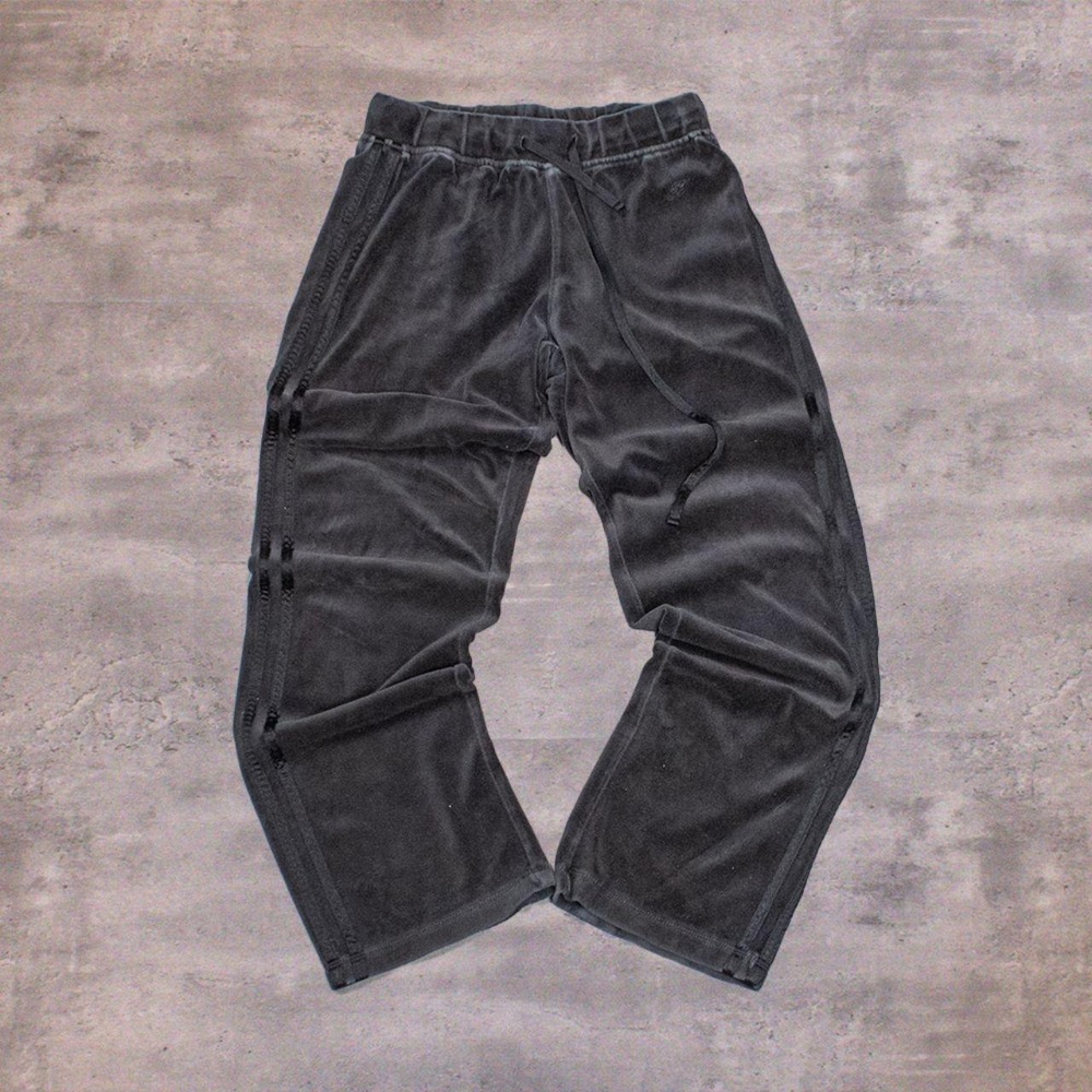 90's Bum Equipment Baggy Relax Fit Wide Legged Striped Velvet Black Sweatpant's